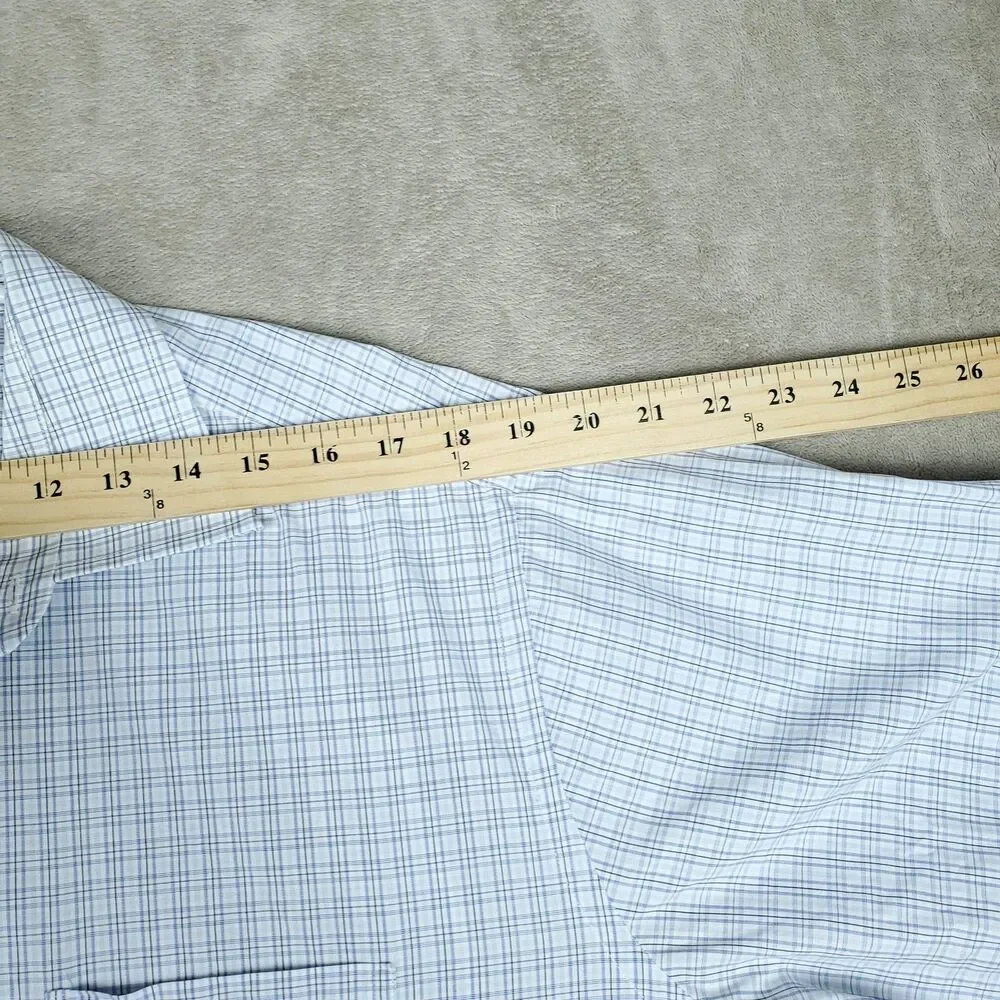 Gitman Bros Dress Shirt Mens 17 34/35 Blue Check Long Sleeve Made in USA